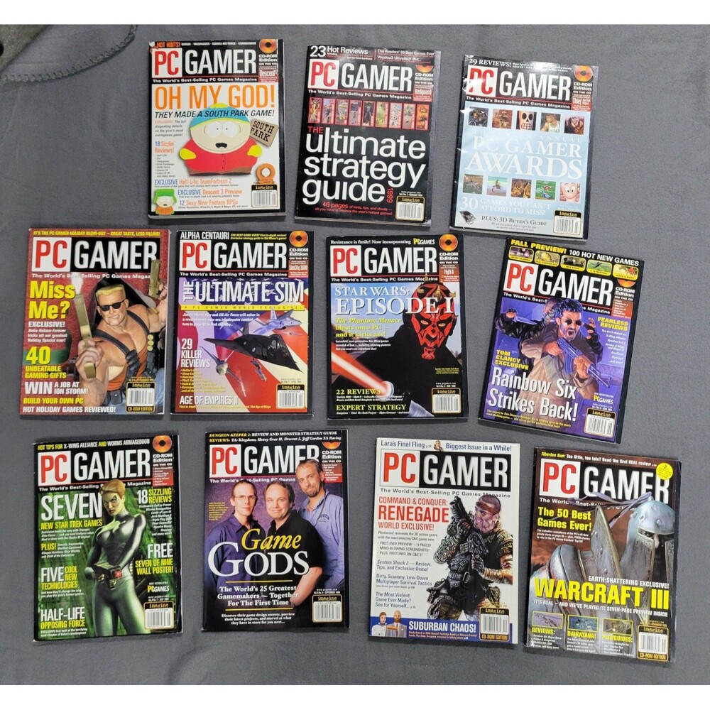 1999 PC Gamer Magazines Lot 90s Video Games Lot of 11 Jan - Dec